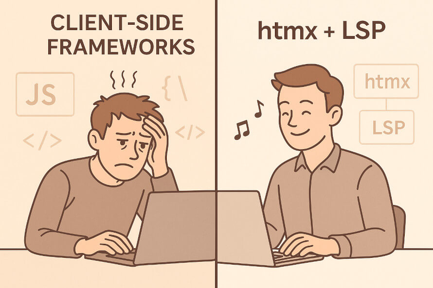 JavaScript Framework vs. htmx and Lua Server Pages