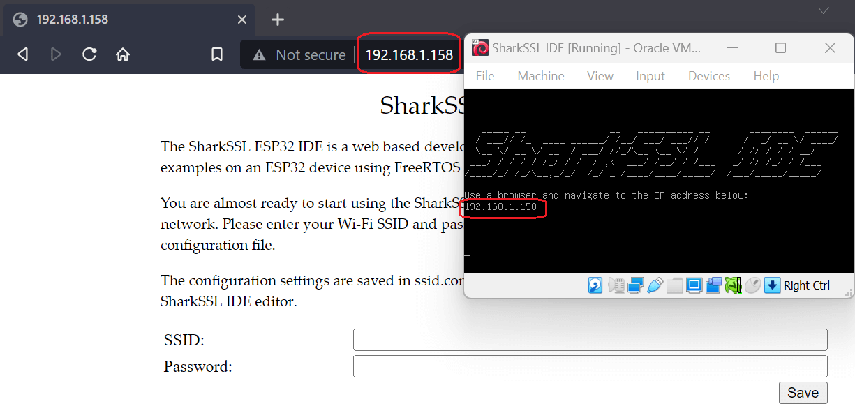VirtualBox and SharkSSL IDE